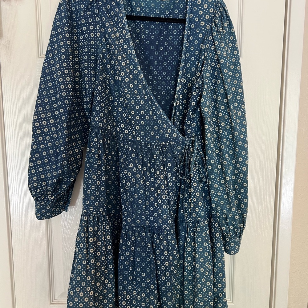 Christy Dawn Liana Dress Indigo Petunia Dot. Elegant Blue Patterned Dress